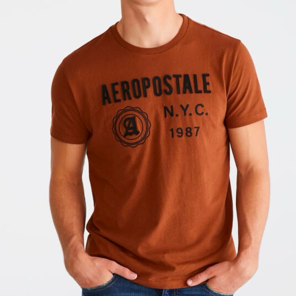 Aeropostale Men’s Brown Short Sleeve Tee with Graphic Size Small